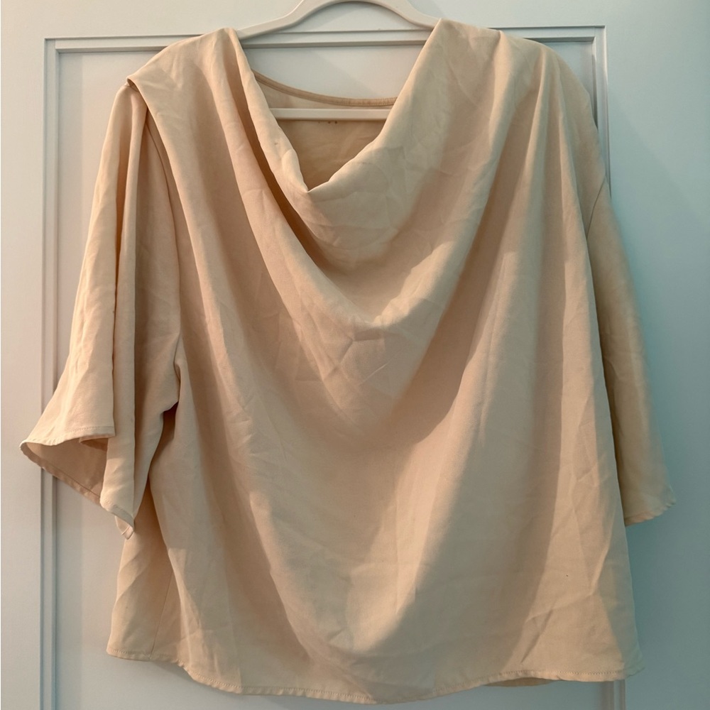 Chic Cream Cowl Neck Blouse